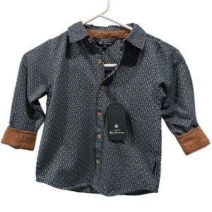 NWT Ben Sherman Navy and Rust Casual‎ Shirt 4T Button Up Kids Boys Formal